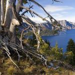 Crater Lake and Wizard Island on Mt. Mazama, just miles off Oregon Route 62 (BH 218).